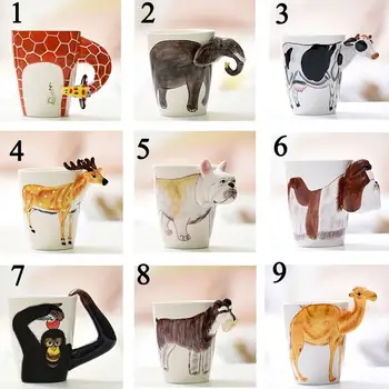 

350ml Cup 9 types animal design cup creative 3D hand drawing ceramic mug