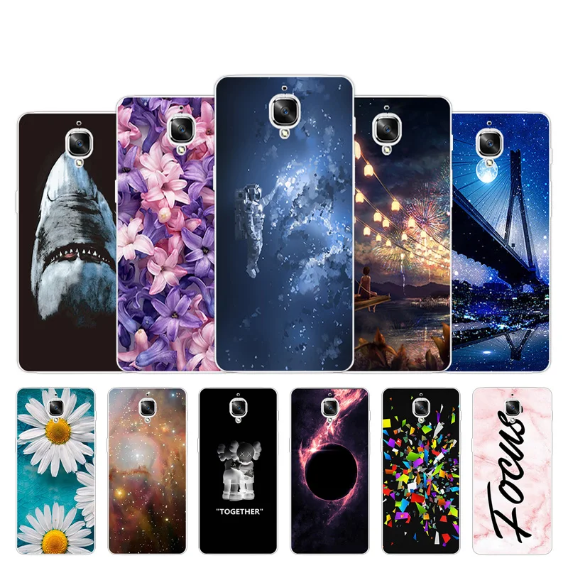 

Phone Case for OnePlus 3T 3 Case A3000 Three Cases Chrysan Design Back Black Cover for One Plus 3 Fundas OnePlus3 T Coque Bags