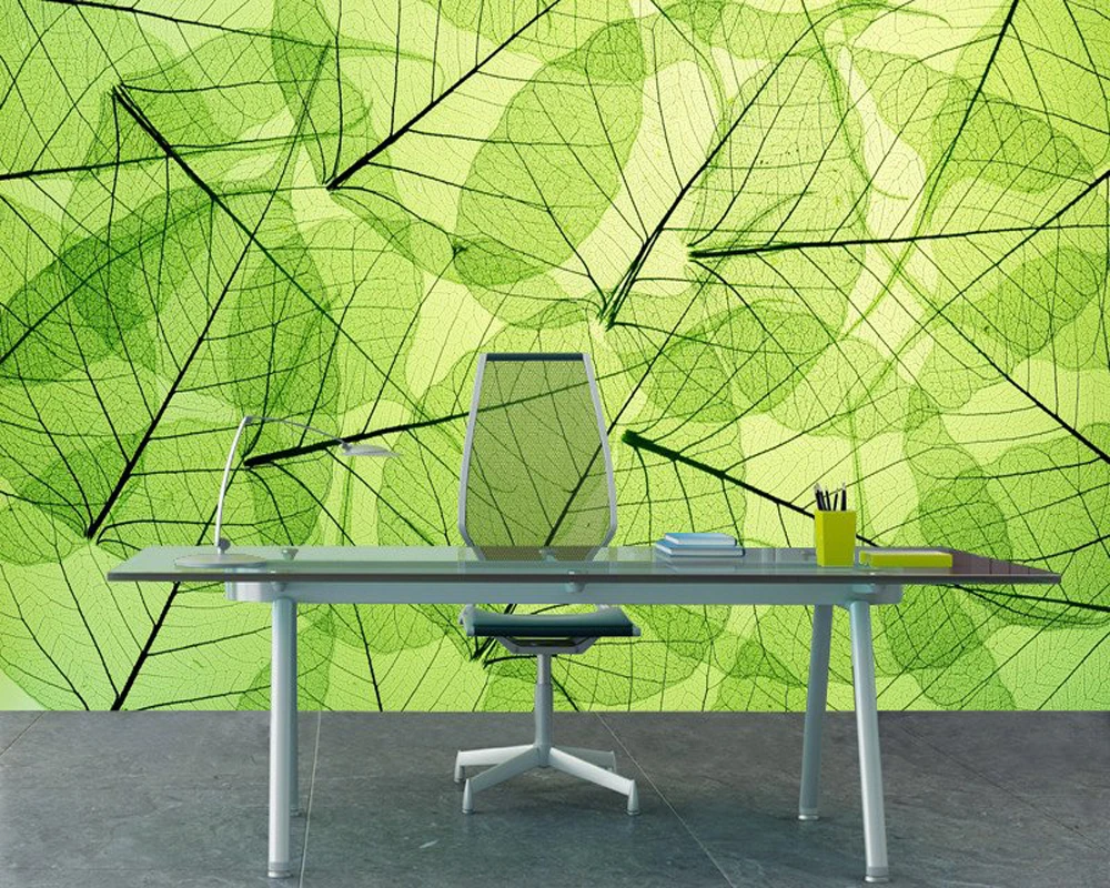風景壁紙 透明緑の葉 写真壁画オフィスソファの背景の壁ビニールpapelデparede Landscape Wallpaper Photo Muralspapel De Parede Aliexpress