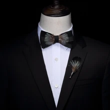 Новинка, модные мужские зимние платья ручной работы с перьями, комплект с галстуком-бабочкой, Свадебный комплект для жениха, для свадебной вечеринки, для братиков
