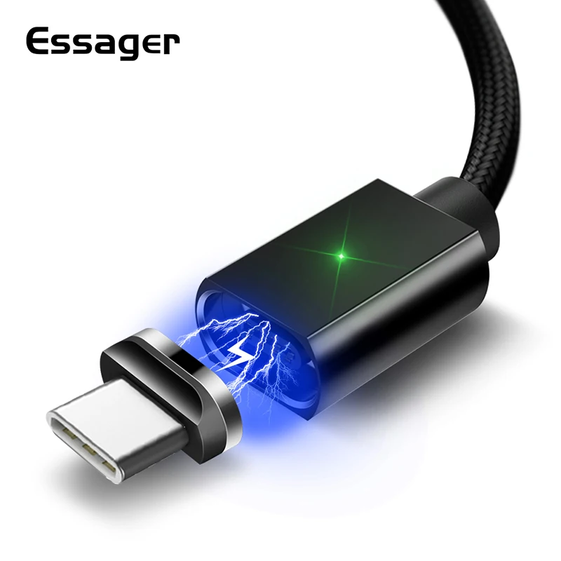 

Essager Magnetic USB Type C Cable For Samsung S9 Xiaomi Oneplus 6 t 3A Fast Charging Wire Cord USB C Type-c Cable Magnet Charger