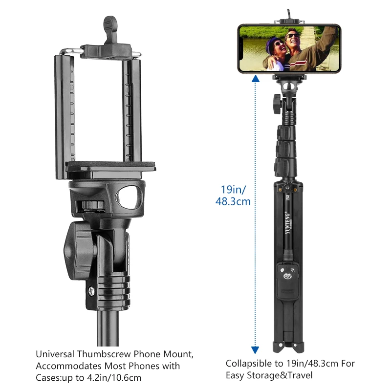  Lightweight Phone Tripod Selfie Stick With Wireless Bluetooth Remote Control Tripod Stand for LED V