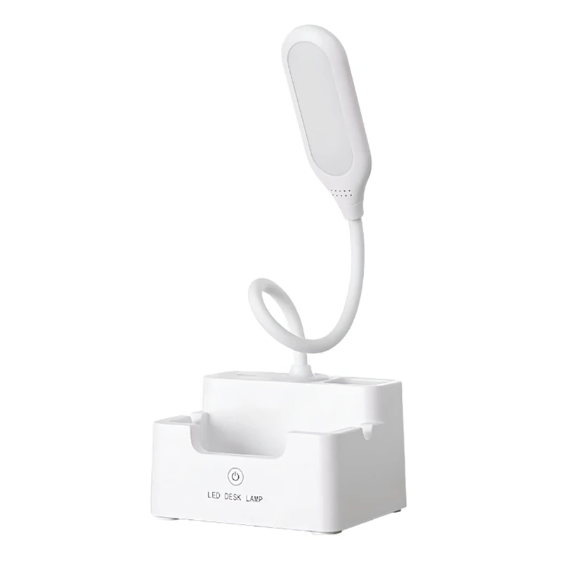 

Home Office Multi-Functional Led Night Light White Rechargeable Emergency Phone Charger Pen Holder Kids Reading Desk Lamp With
