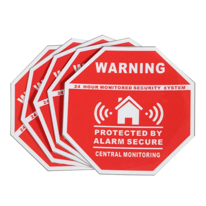 5pcs Home Alarm Security Decals Warning Signs Window Door Stickers 7.5*7.5cm