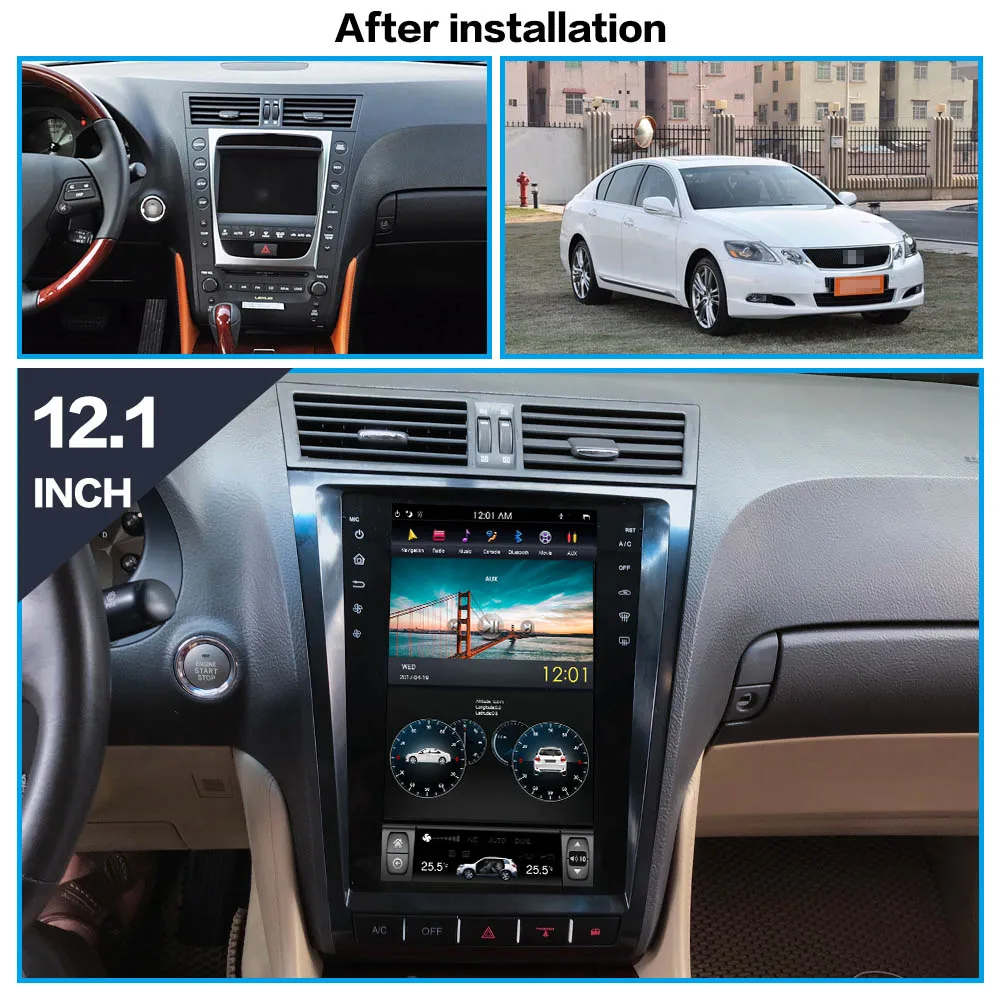 Cheap Tesla Styel Android 8.1 Car DVD player GPS Navigation For Lexus GS300 GS350 GS450 GS460 2004-2011 auto stereo multimedia screen 1
