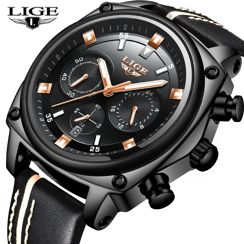 

2019 New Mens Watch LIGE Luxury Brand Watch Men Business Fashion Military Sport Waterproof Quartz Clock Relogio Masculino+Box