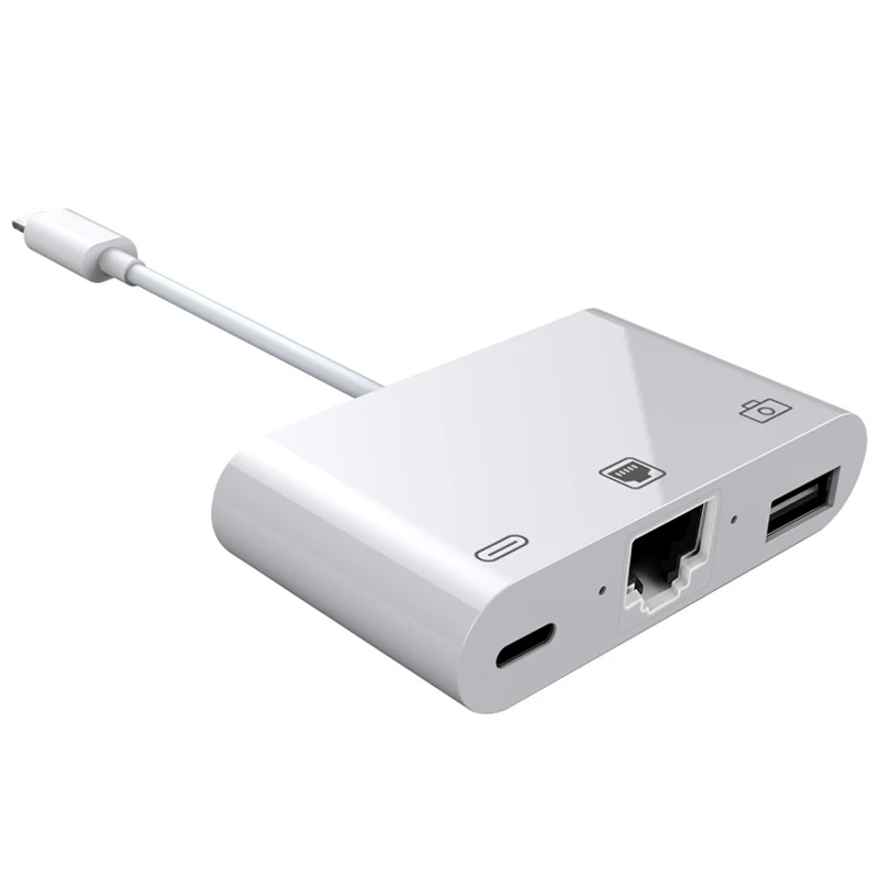 

3 in 1 Charger Adapter For Lightling to LAN 100Mbps Ethernet RJ45 Adapter OTG USB 3.0 Camera Reader For ios series Phone/Pad
