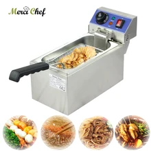 Food Machine New CE Stainless Steel Household and Commercial 6L Electric Deep Fryer Frying Machine household and commerical suit ce 2 tanks 16l electric deep fryer stainless steel frying machine commercial or household fryer
