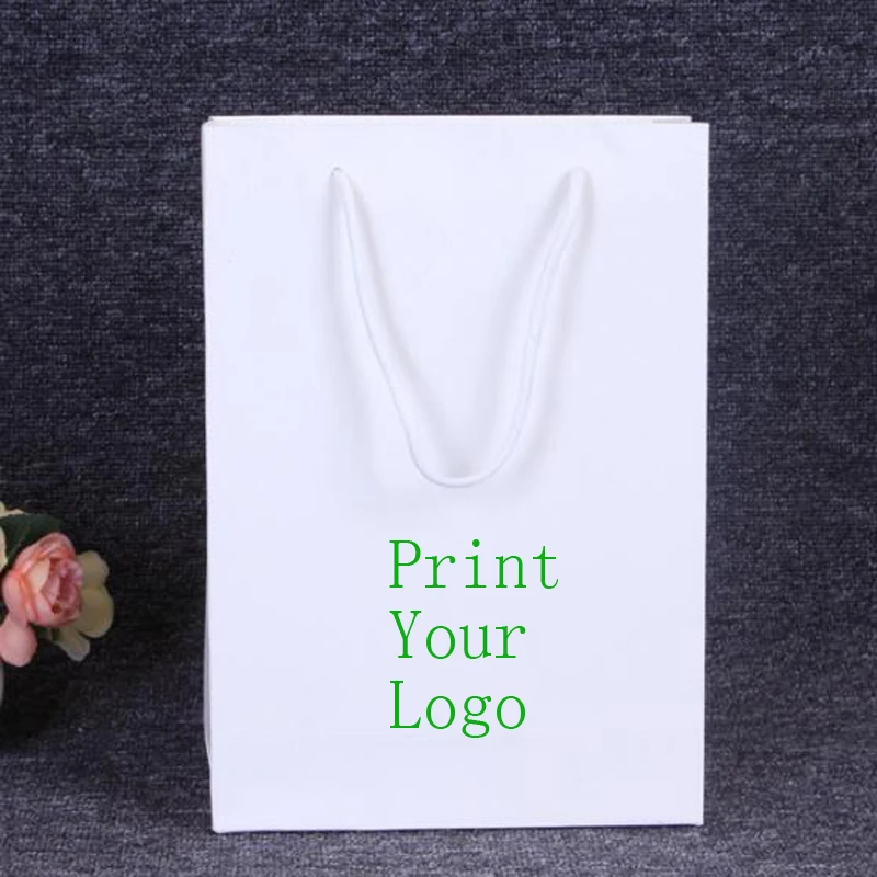 Завод 500 шт пакет на заказ белые бумажные пакеты печать логотип сделать логотип на мешках