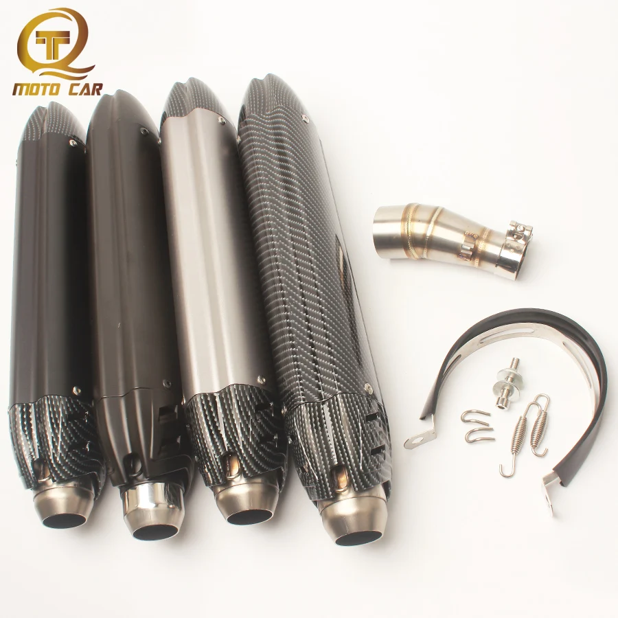 

Motorbike Exhaust Muffler 470MM Escape Moto LInk Pipe 51MM Mid Tube Adapter For Kawasaki Z250 250 Ninja 300 300CC Exhaust System