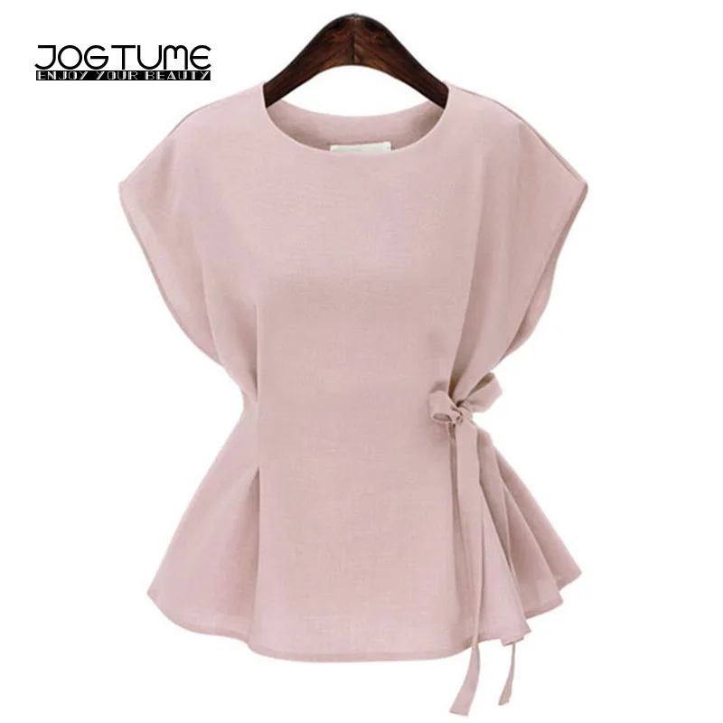

Women Summer Blouse 2018 New Fashion Style Female Tops Slim Cool Short Sleeve Sashes Plus Size 4XL 5XL Ladies Casual Loose Shirt