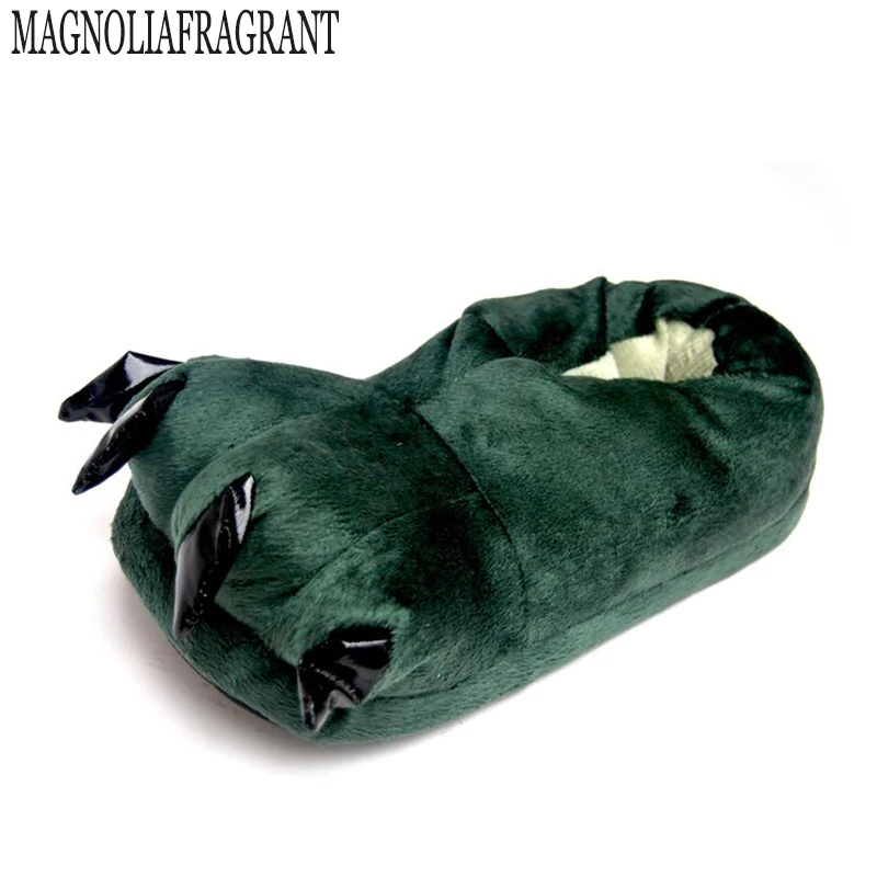 

Paw Funny Animal Christmas Monster Dinosaur Claw Plush Home Winter Warm Soft indoor floor Slippers Women Men Children Shoes h054