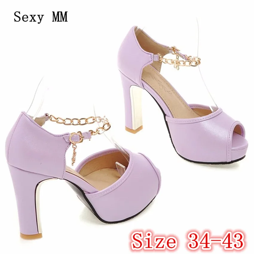 

Ankle Strap Platform Pumps Summer Women Peep Toe High Heels Sandals Woman High Heel Party Wedding Shoes Plus Size 34-40.41.42.43