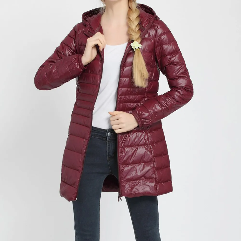 

Winter Long Down Jacket Women Big Fur Collar Hooded White Duck Winter Plus Size Coat Warm Thin Down Jacket Outwear Overcoat #20