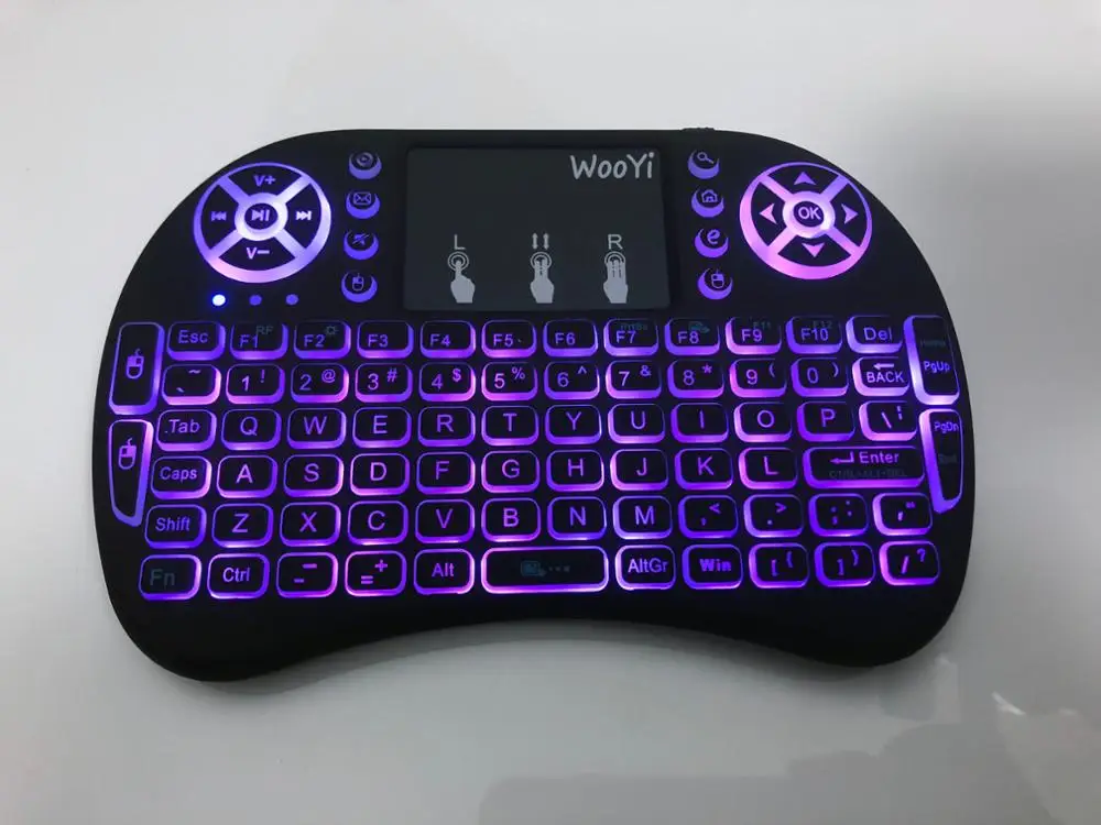 Mini USB Wireless Keyboard 3 Color Backlight Touchpad Remote Control For Smart TV Android TV Box 8