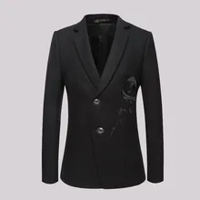 Мужской костюм Блейзер новые высококачественные деловой клетчатый Блейзер темно-хлопковая куртка мужской костюм