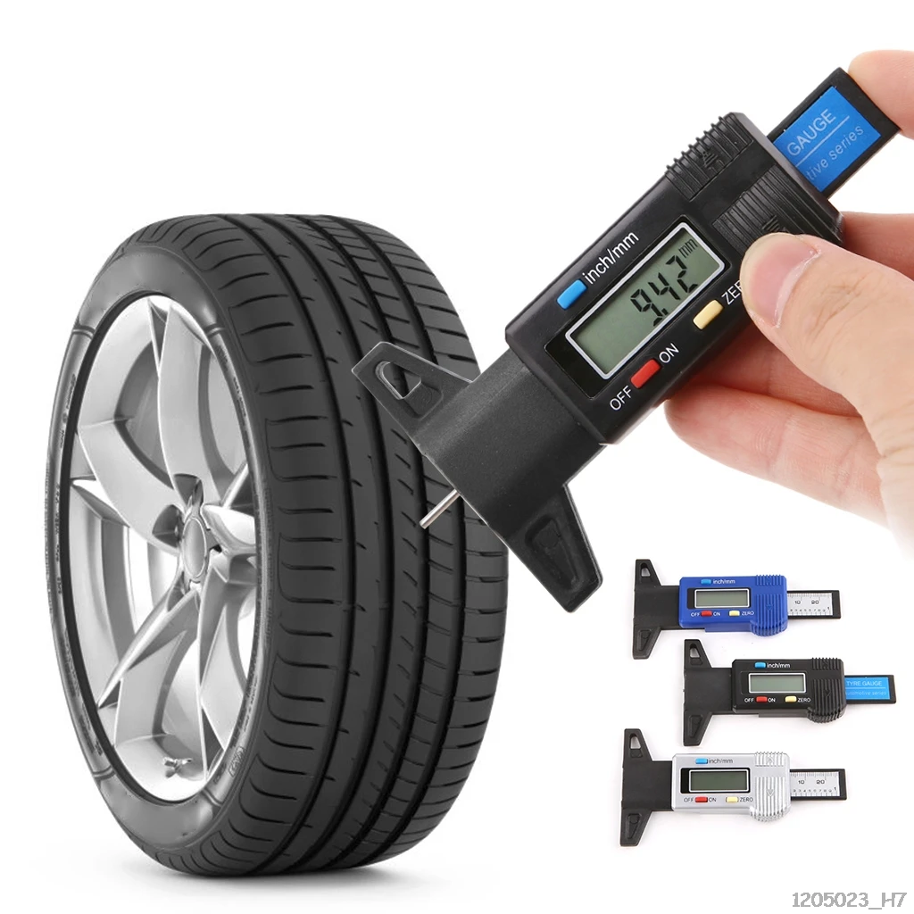 Digital Car Tyre Tire Tread Depth Gauge Meter Measurer Tool Caliper Thickness Gauges Tread Brake Pad Shoe Tire Monitoring System