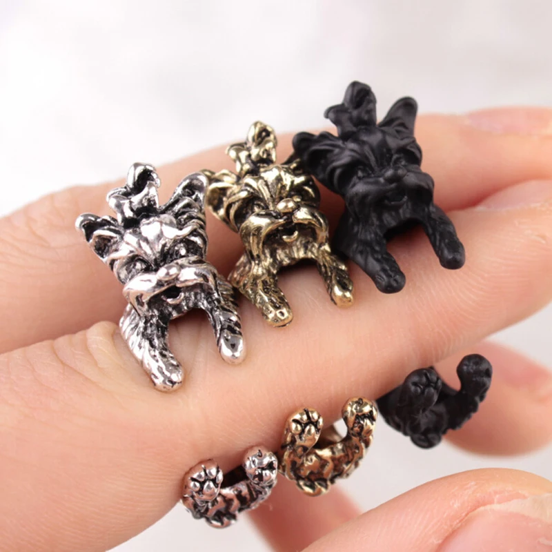 

Man Women Fashion Cute Vintage Yorky Terrier Rings Puppy Teddy Dog Rings
