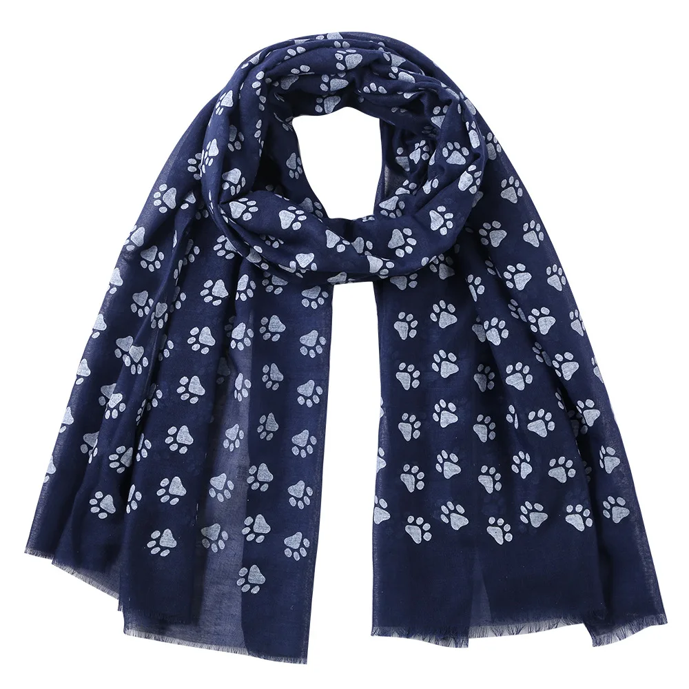 

2019 Women Paw Pattern Cotton Frayed Scarf 4Colors 10pcs/lot