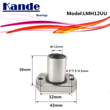 LMH12 UU 1 unids/lote LMH12UU, brida redonda de rodamiento lineal de 12mm LMH12 para impresora 3D SMH12UU rodamientos Kande