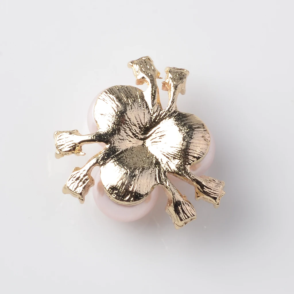fityle 10Pcs Flatback Buttons, Alloy + Rhinestone + Pearl, Light Pink Crystal Embellishments for Wedding Dress, Head Band Decor