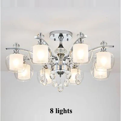Современные хрустальные светодиодные люстры, хромированные металлические люстры для гостиной, светодиодные подвесные люстры для столовой, подвесные лампы - Цвет абажура: 8 lights