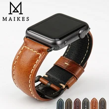 MAIKES Vintage véritable vache montre en cuir accessoires pour apple montre bracelet 38mm brun apple montre bande 42mm iwatch bracelet