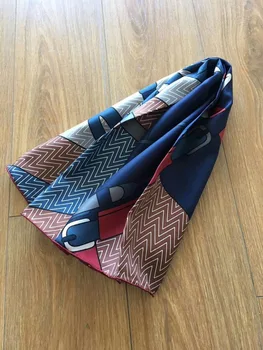 

2019 new arrival fashion elegant brand chain pattern 100% silk scarf 90*90 cm square shawl twill wrap for women free shipping