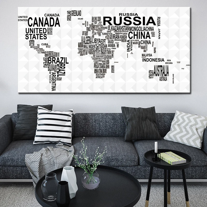 World Map Of Countries By Name Decorative Painting Posters And