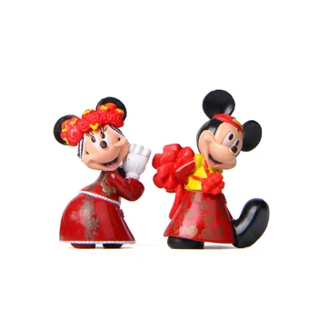 

2pcs/lot Minnie Mickey Mouse Action Figures Toys PVC China Red Doll Minnie Mickey Action Figure Model Toys Decoration