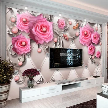 Custom 3D Photo Wallpaper Murals Modern Jewelry Flower TV Backdrop Wall Mural Living Room Bedroom Non-woven Waterproof Wallpaper photo wallpaper europe the united states wind retro old wooden box tv wall custom living room bedroom wallpaper mural