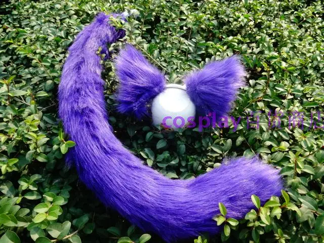 

Cat ears Mother Meng props cos prom purple plush cartoon cat fox tail section fine ear