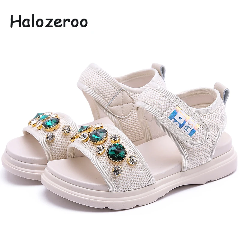 

New 2019 Summer Kids Beach Sandals Baby Girls Casual Sandals Children Rhinestone Shoes Pu Leather Princess Sandals Brand Flats