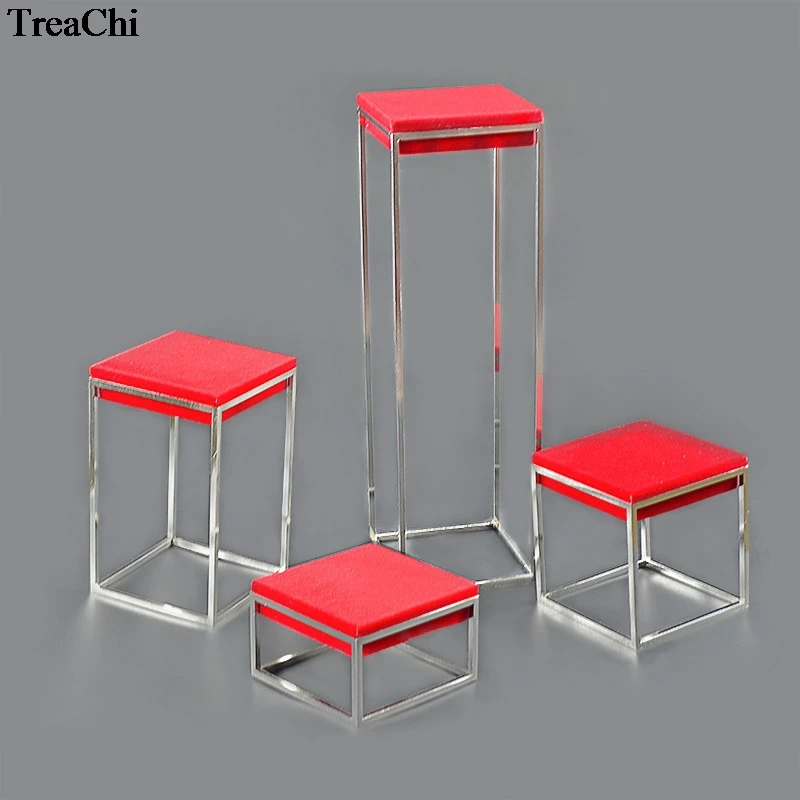 High End Stainless Steel Jewelry Display Rack Red Velvet Bracelet Tray Ring Organizer Holder Window Jewelry Display Stands Shelf
