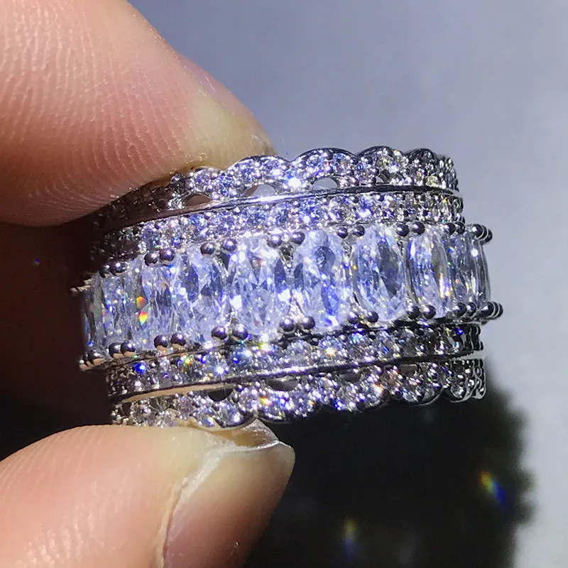 Роскошное женское кольцо с большим цирконием, винтажное 925 Серебряное обручальное кольцо для женщин, модные обручальные ювелирные Кольца Подарочные