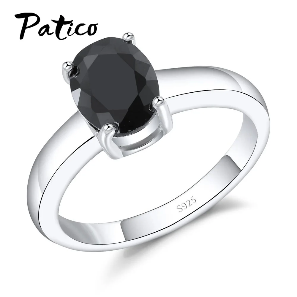 

Top Quality Simple Cunic Zirconia Party Rings Anel 925 Sterling Silver Black Crystal Birthday Stone Rings Men Wholesale