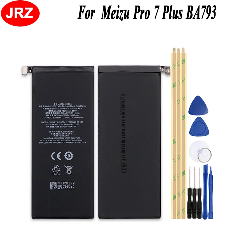 

For Meizu Pro 7 Plus BA793 Phone Battery 510mAh Hight Capacity Top Quality Replacement Batteries For Meizu BA793 with Tools