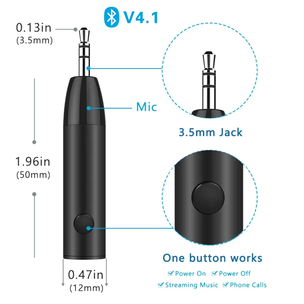 eSYNiC Mini Bullet Car 4 1 Bluetooth Music Receiver For Speaker Headphone Sensitivity Microphone CVC 6 0 Audio Wireless Receiver