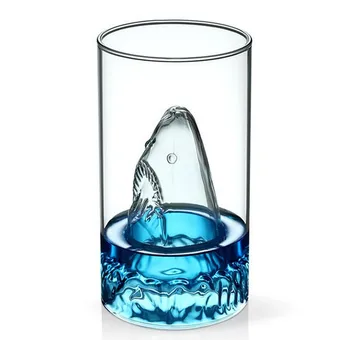 

1PC Transparent Glass Cup Shark Glass Wine Milk Tea Water Breakfast Cup Mugs Double-layer Bar Wine Drinkware JQ 1071