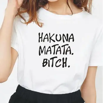 

Hakuna Matata Bitch Print Cotton Women T-shirt Short Sleeve Fashion Harajuku Funny Tee Shirt Femme Punk Streetwear Poleras Mujer