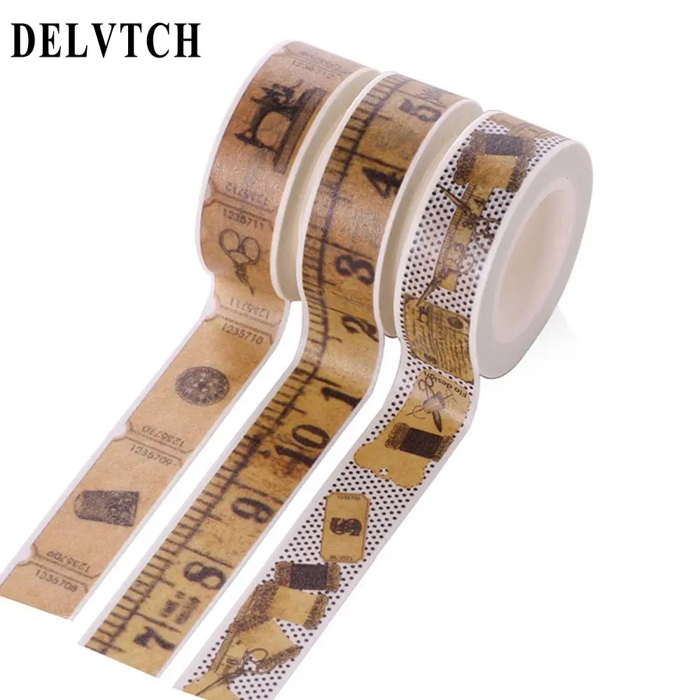 DELVTCH 1.5cm*10m Vintage Retro Washi Tape Scrapbooking Album Tape