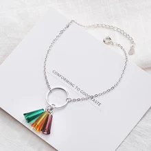 925 пробы Серебряный браслет Цветной Радужный искусственный кристалл Веерообразный браслет для женщин S-B210