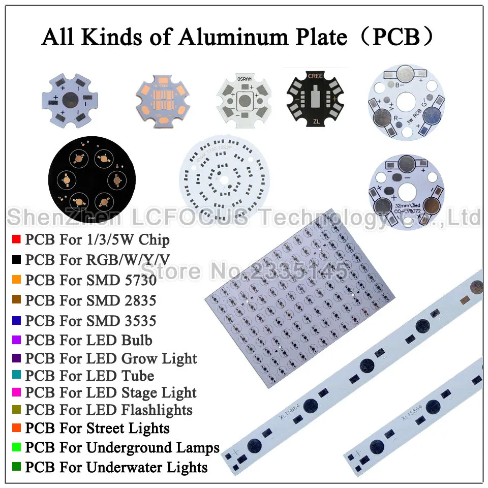 1 Вт 3 Вт 5 Вт алюминиевая пластина 500x10x1 мм PCB с 1 3 5 Вт светильник COB SMD для DIY аквариума светодиодный светильник