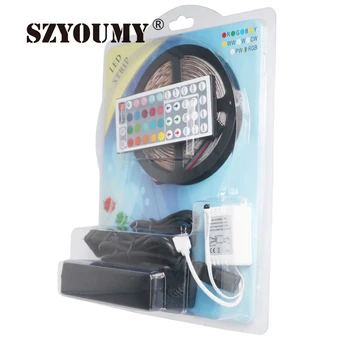 

SZYOUMY Led Strip Light RGB 5M 5050 SMD150Led/ 300Led IP20/65 +44Key Controller+5A Power With Box Retail Package Xmas Gift