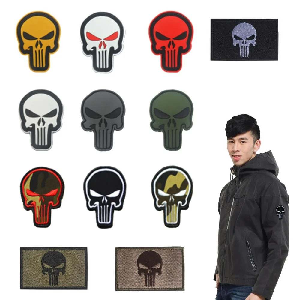 

Embroidery/PVC Patch Punisher Skull Patches Badge Military Tactical Clothing Backpack hat Armband Sewing Applique Stitched Decal