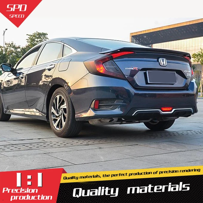 

For Honda Civic Rear spoiler ABS Rear Bumper Diffuser Bumpers Protector For 16 Civic Body kit bumper rear lip rear spoiler 2014