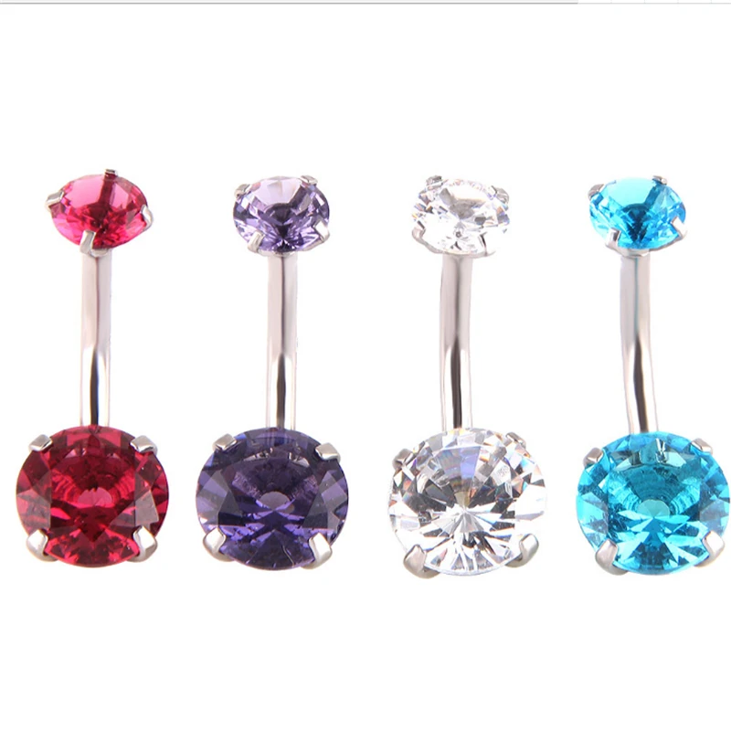 summer hot stainless steel double crystal navel piercing blue/white
