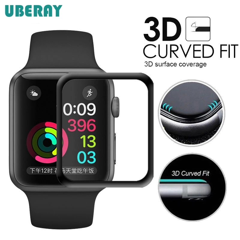 9 H полный экран 3D изогнутая поверхность закаленное стекло для Apple Smart Watch 42 38 40 44 мм