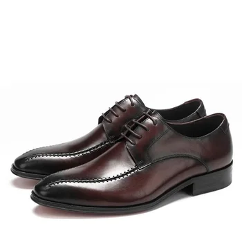 

Sipriks Mens Dark Brown Leather Formal Shoes Italian Blake Dress Shoes Retro Calssic Casual Shoes Male Wedding Outdoor Footwear