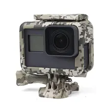 Camuflagem Cinza Quadro de Protecção Monte Stand Caso de Habitação Para GoPro HERO 6/5 Lado Aberto Montar Shell